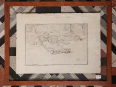 Garibaldo Cepparelli, Composition with figure, Charcoal drawing on paper