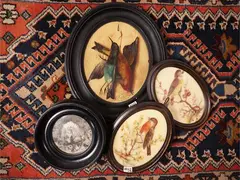 Michelangelo Meucci, Birds, oil on masonite in oval