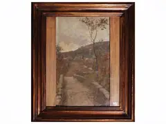 Garibaldo Cepparelli, Glimpse of country road, oil on cardboard