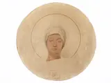 Garibaldo Cepparelli, Face study, mixed media sketch on circular cardboard panel