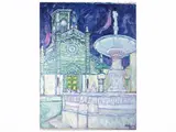 Franco Ferraro, Country landscape and Prato Cathedral, two oil paintings on canvas