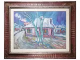 Franco Ferraro, Landscapes and Flowerpot, three oil paintings on canvas