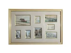 Eight sketches by Eugenio Cecconi, Farmhouse (signed) - Village scene - Town scene with figures (signed) - House on the cliff - Stone farmhouse -, offered Dec 2025