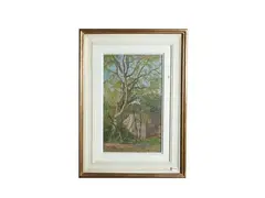 Eugenio Cecconi, Garden with Platano tree, Oil on panel