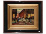 Renato Natali, Livorno night scene, oil on panel