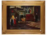 Renato Natali, View of the internal courtyard, oil on panel