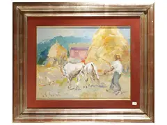 On the farmyard by Gino Paolo Gori, oil on canvas, offered Dec 2025