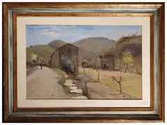 Glimpse of the street 1983 by Rutilio Muti, oil on panel, offered Dec 2025