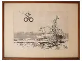 Renzo Vespignani, Parco ferroviario 1969, lithograph