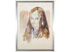 Female portrait 1973 by Silvio Loffredo, watercolor on paper, offered Dec 2025