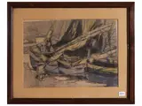 Viareggio 1914 by Ludovico Tommasi, charcoal and pastel on paper, offered Dec 2025
