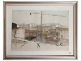 Piero Bernardini, Cityscape with Figures 1963