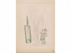 Still lifes by Gastone Breddo, two pencil and watercolor drawings on paper, offered Dec 2025