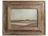 Ugo Ugolini, Riccione beach 1980, oil on canvas cardboard