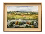 Otello Cirri, Still life in a landscape, oil on canvas