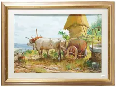 Aldo Affortunati, Buoi, oil on masonite