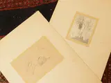 Enrico Sacchetti, Little dog - Tree-lined landscape, two charcoal drawings on paper