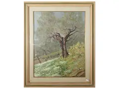 Olive grove by Ferruccio Pizzanelli, oil on cardboard, offered Dec 2025