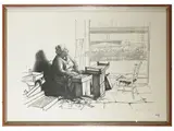 Alfredo Cifariello, Views of the Market and Horses, two lithographs and a drawing
