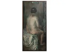 Female nude from behind by Vittorio Nomellini, oil on canvas, offered Dec 2025