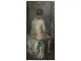 Vittorio Nomellini, Female nude from behind, oil on canvas