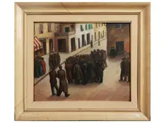 City view with figures by Arrigo Dreoni, oil on canvas, offered Dec 2025