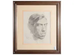 Male portrait 1920 by Enrico Sacchetti, charcoal on paper, offered Dec 2025