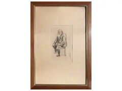 Man with beard sitting by Enrico Sacchetti, charcoal on paper, offered Dec 2025