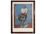 Francois Anton, Figure with cherries, lithography