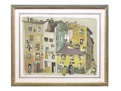 Palaces and characters by Roberto Fontirossi, lithograph, offered Nov 2025
