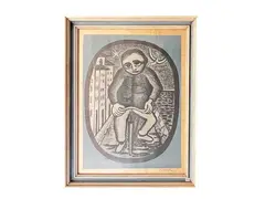Giuseppe Viviani, Man on bicycle 1963, lithograph