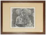 Enzo Faraoni, Self-portrait 1959, engraving on paper