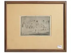 Figures by Pietro Annigoni, engraving, offered Nov 2025