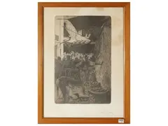 Telemaco Signorini, Market glimpse, later etching