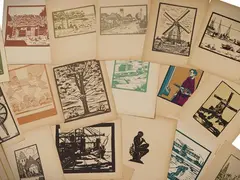 Compositions by Ebba Holm, Collection of woodcut prints depicting characters and landscapes, offered Nov 2025