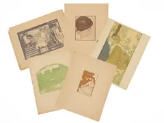 Figures by Francesco Nonni, Collection of woodcut prints, offered Nov 2025