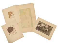 Figures by Francesco Nonni, collection of woodcut prints, offered Nov 2025