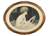 Maurice Millière, Female figures, Pair of oval engravings