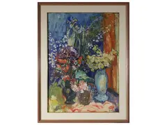 Vases of flowers 1951 by Ennio Pozzi, oil on canvas, offered Nov 2025