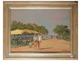 Lorenzo Palazzi, Passeggiata sull'Ardenza, oil on masonite