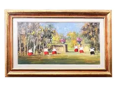 Scherzi nel parco by Norberto Martini, oil on canvas, offered Nov 2025