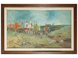 Norberto Martini, Battle scene, oil on canvas