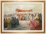 Norberto Martini, Liturgical scene, oil on canvas