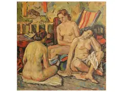 Bathers 1950 by Arrigo Dreoni, oil on canvas, offered Nov 2025