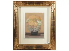 Flower pot by Marcello Boccacci, oil on tablet, offered Nov 2025