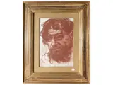 Pietro Annigoni, Male portrait, red chalk on paper laid on panel