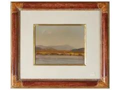 River landscape by Pietro Annigoni, Oil on Tealated cardboard, offered Nov 2025