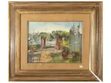 Romano Stefanelli, View of a garden, oil on canvas board