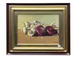 Angiolo Volpe, Natura in silenzio agli e cipolle, oil on panel