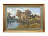 Francesco Maria Pieri, River landscape, oil on canvas